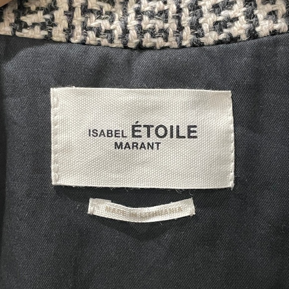 Isabel Marant Étoile Oversized Single-Breasted Plaid Coat (Ecru Black/White) - Picture 14 of 16